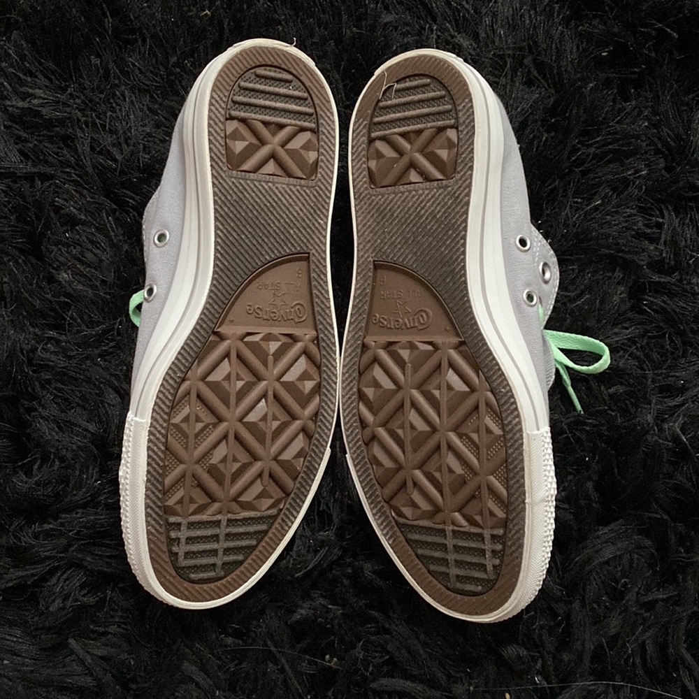 Light Gray and Mint Double Tongue Converse - Picture 3 of 7
